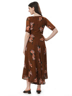 Trillmixa WomenS Georgette Midi Dress With Floral Printed Pattern Long Sleeves Knee Length V Neck A Line Style And Regular Fit