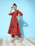 Libas WomenS Silk Blend Kurta Sets (34663_Red