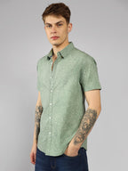 Dennis Lingo MenS| Green| Half Sleeve| Spread Collar| Printed| Relaxed Fit| Casual Shirt