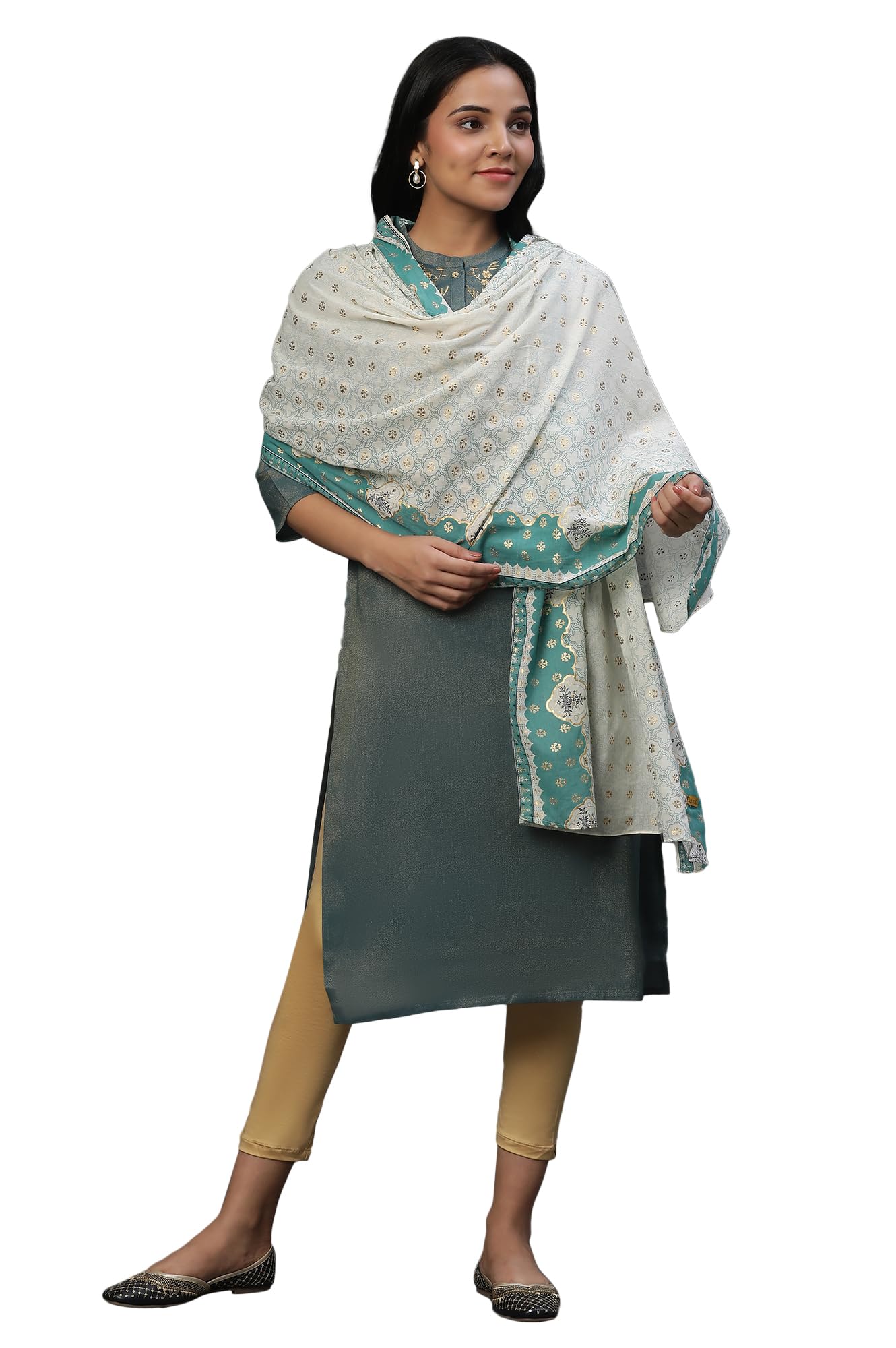 Aurelia Off White Printed Cotton Dupatta (Size: Freesize)-23AUA80002-507328