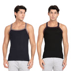 Pepe Jeans Innerwear Cotton Rich Solid Vest For Men - Xl (Pack Of 2)