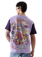 The Souled Store Official F.R.I.E.N.D.S: Doodle FusionTalent Men and Boys Regular Fit Half Sleeve Graphic Printed Cotton Purple 