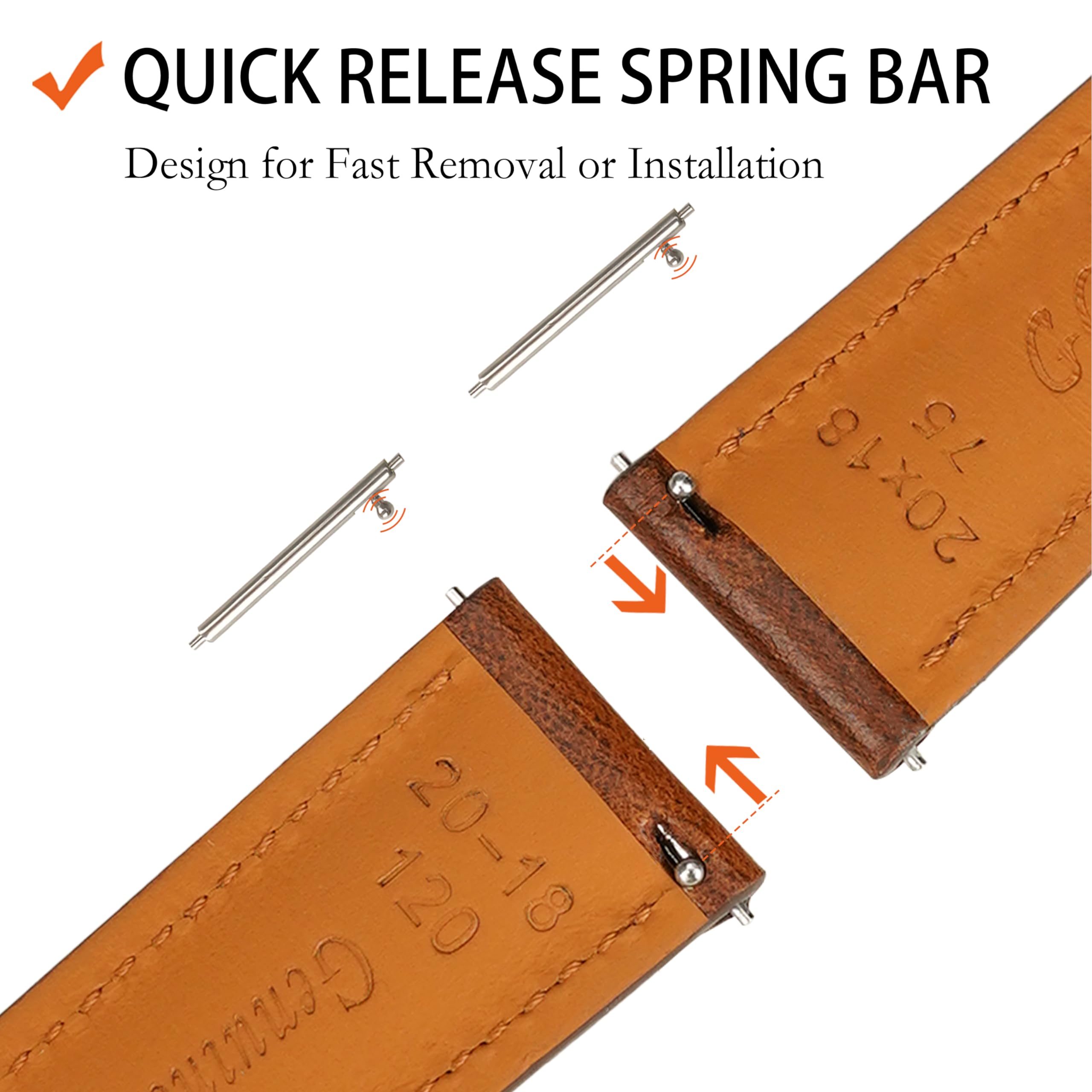 Gomvadr Leather Watch Band 14mm 16mm 18mm 19mm 20mm XL 21mm 22mm XXL 24mm,Vintage Oil Wax-tanned Men's Watch Bands Replacement L