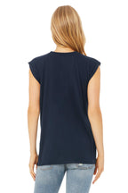 Ladies Flowy Muscle T-Shirt with Rolled cuff - DARK gRY HEATHER - S(D0102H7WHN6)
