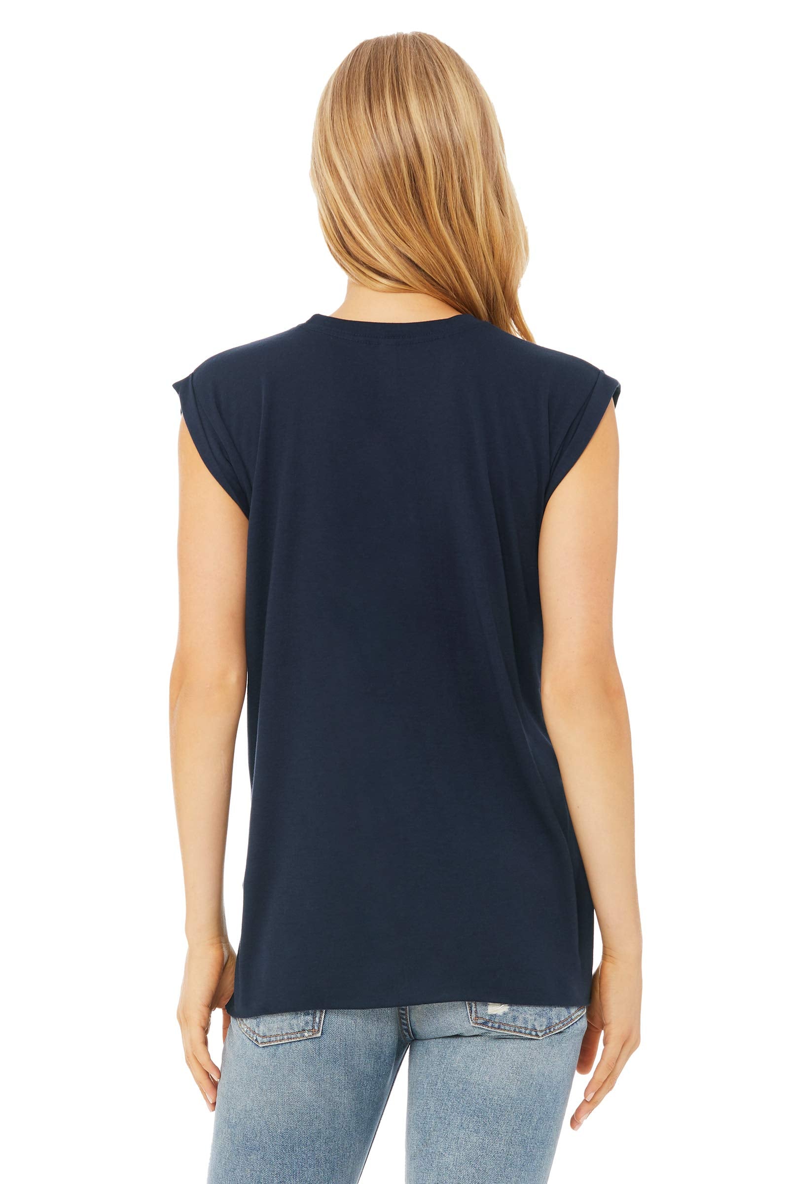 Ladies Flowy Muscle T-Shirt with Rolled cuff - DARK gRY HEATHER - S(D0102H7WHN6)