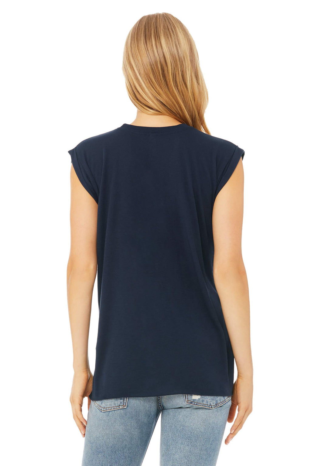Ladies Flowy Muscle T-Shirt with Rolled cuff - DARK gRY HEATHER - S(D0102H7WHWT)