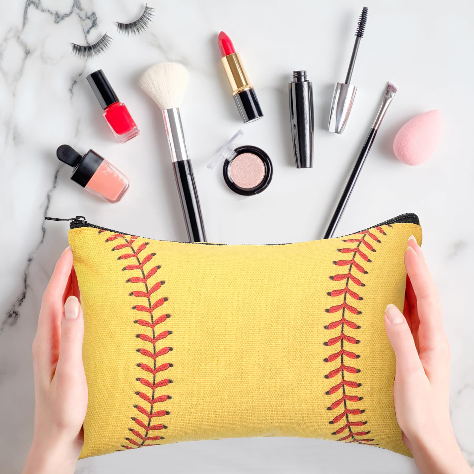 Eccliy 20 Pcs Sport Makeup Bag Sport Cosmetic Bag Canvas Gifts Softball Volleyball Football Baseball Tennis Accessories for Wome