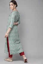 Varanga WomenS Sea Green Floral Embroidered Kurta  Ethnic, Stylish & Comfortable - Perfect For Casual & Formal Occasions (Extra