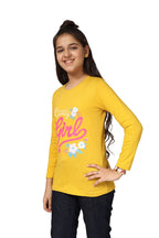 Kyda Kids 100% Cotton Girls Full Sleeve Printed T-Shirt,Regular Fit Round Neck Tops (Pack Of 3) Yellow