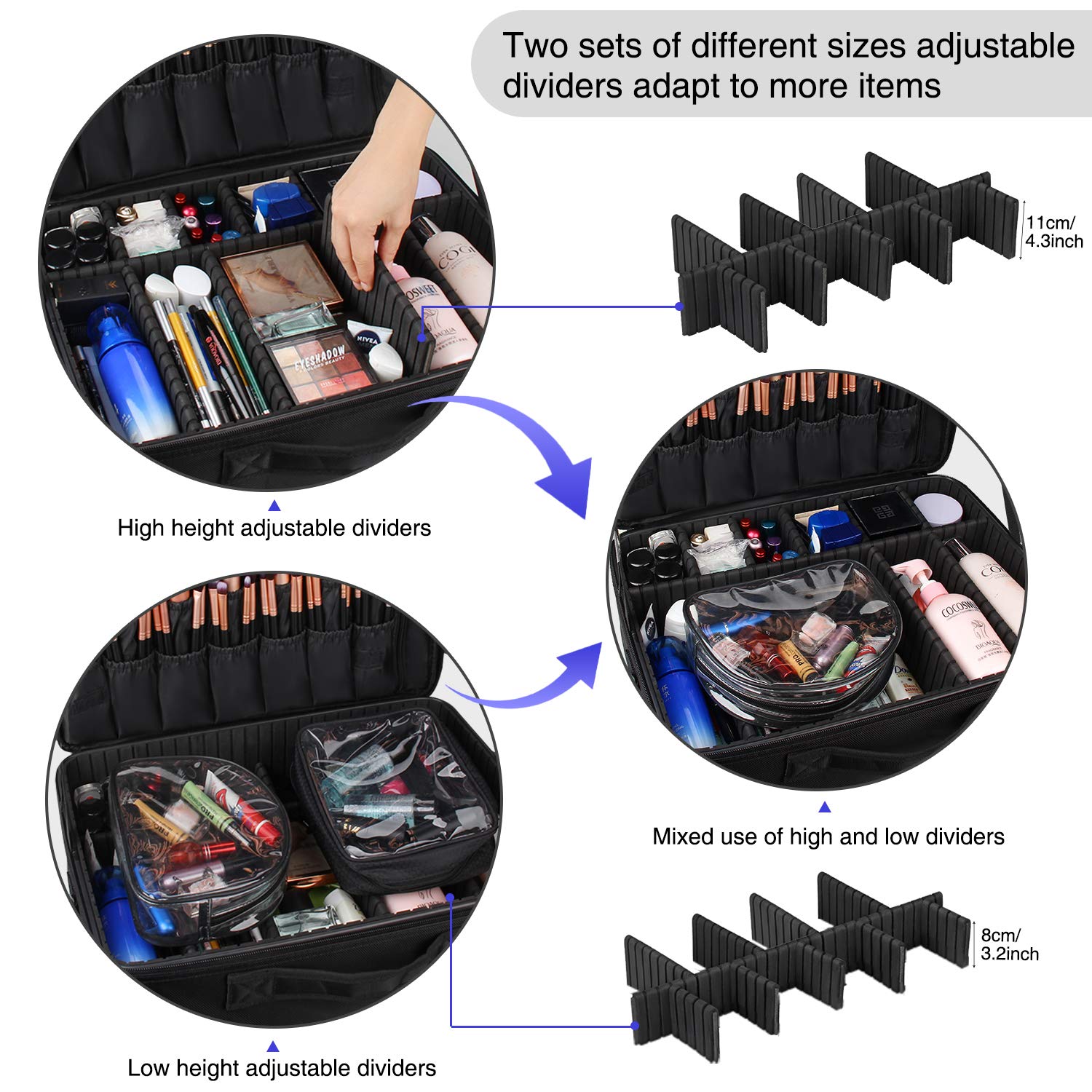 Relavel Extra Large Makeup Case with 4 Pcs Makeup Bags, Professional Makeup Artist Set Portable Nail Organizer Box Art Supply Ca