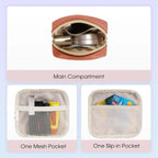Wandering Nature Small Makeup Bag for Purse Mini Make up Pouch Cute Cosmetic Pouch for Women with Slip-in Pockets Eco Vegan Leat