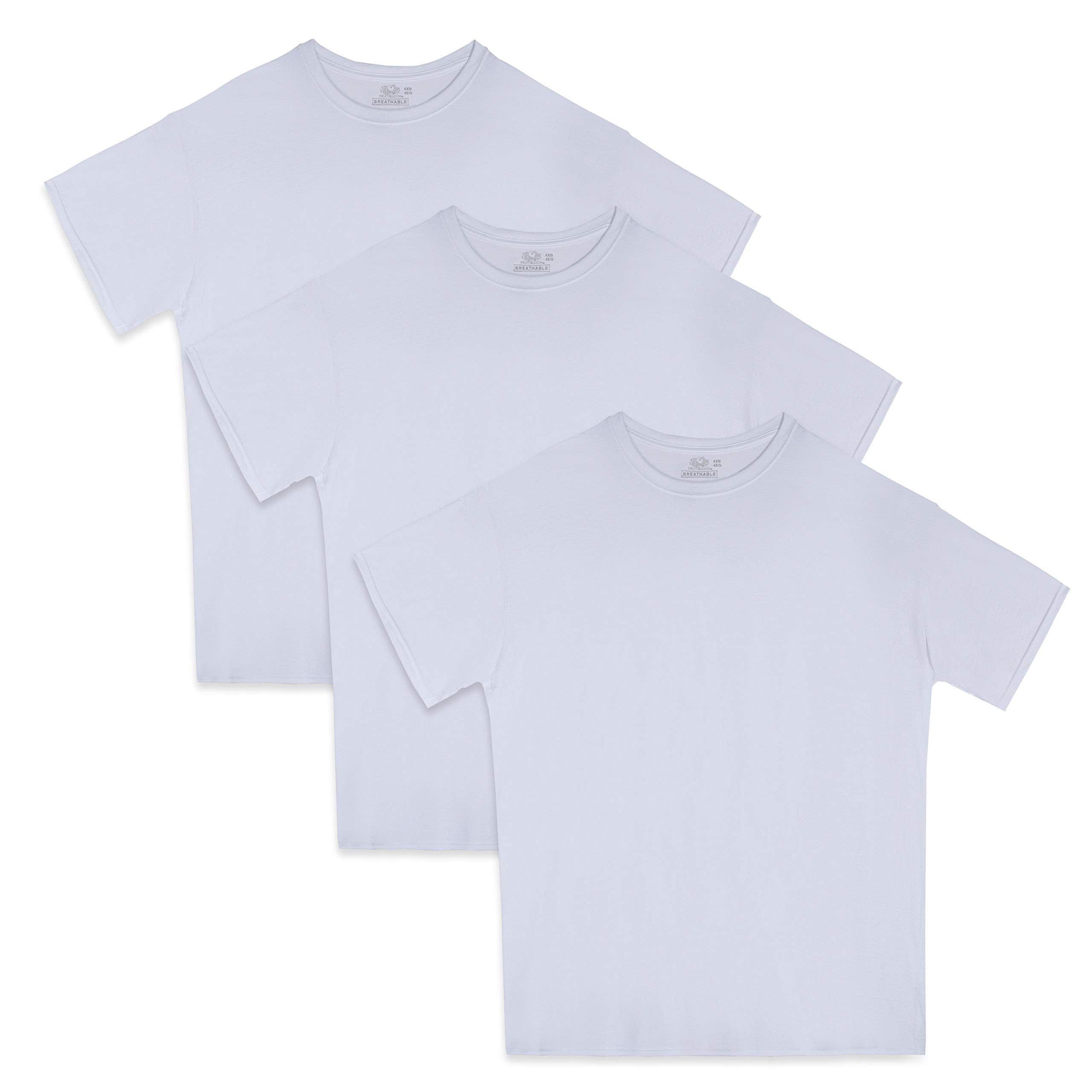Fruit of the Loom Men's 3-Pack Breathable Crew T-Shirt, White Ice - Big Sizes, 3X-Large