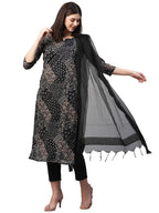 Gosriki Women'S Georgette Straight Printed Kurta With Pant & Dupatta (Pivis Black-Gs_Xxl_Black_Xx-Large)