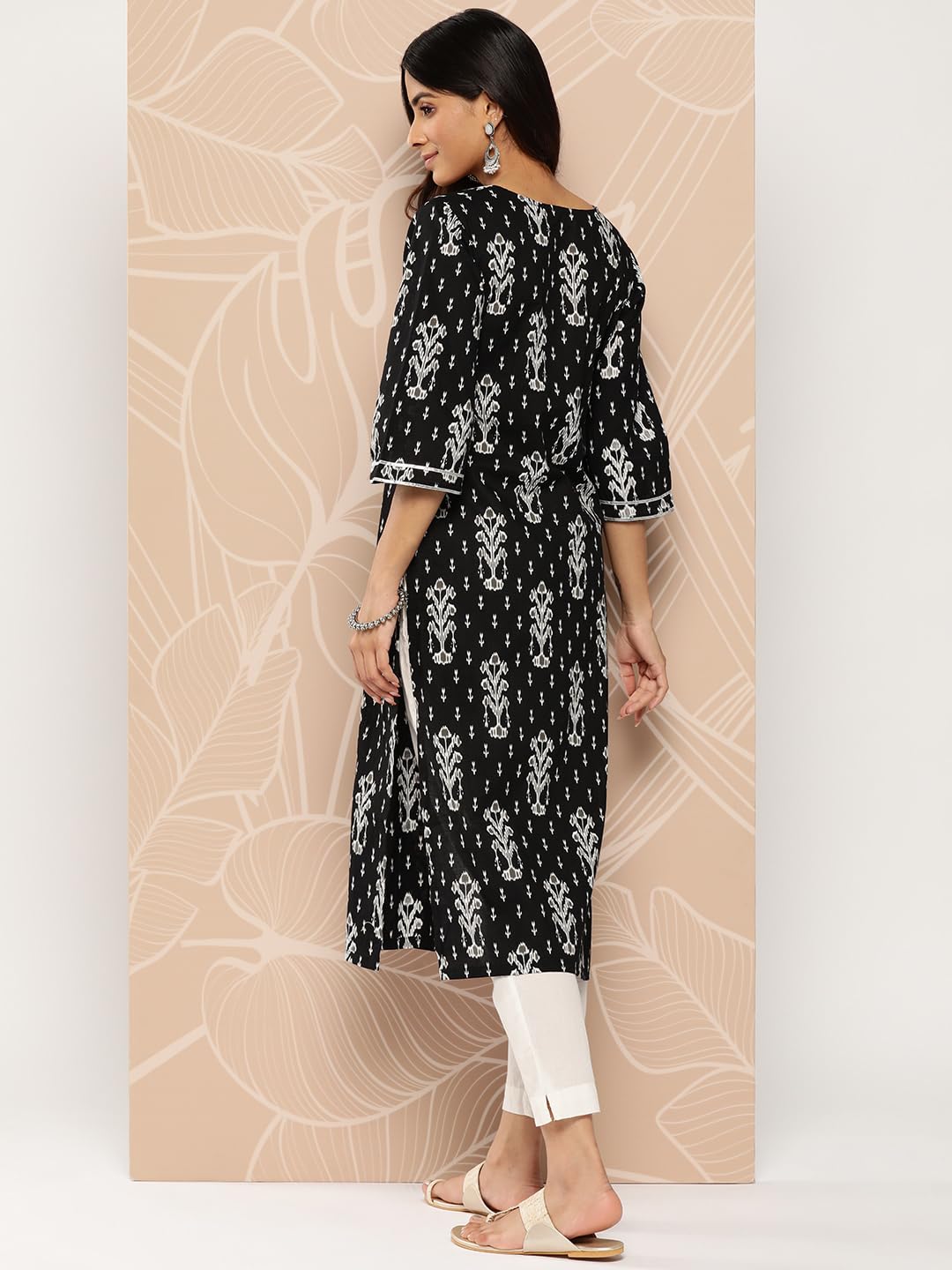 Libas WomenS Cotton Embellished Straight Kurta (26185_Black