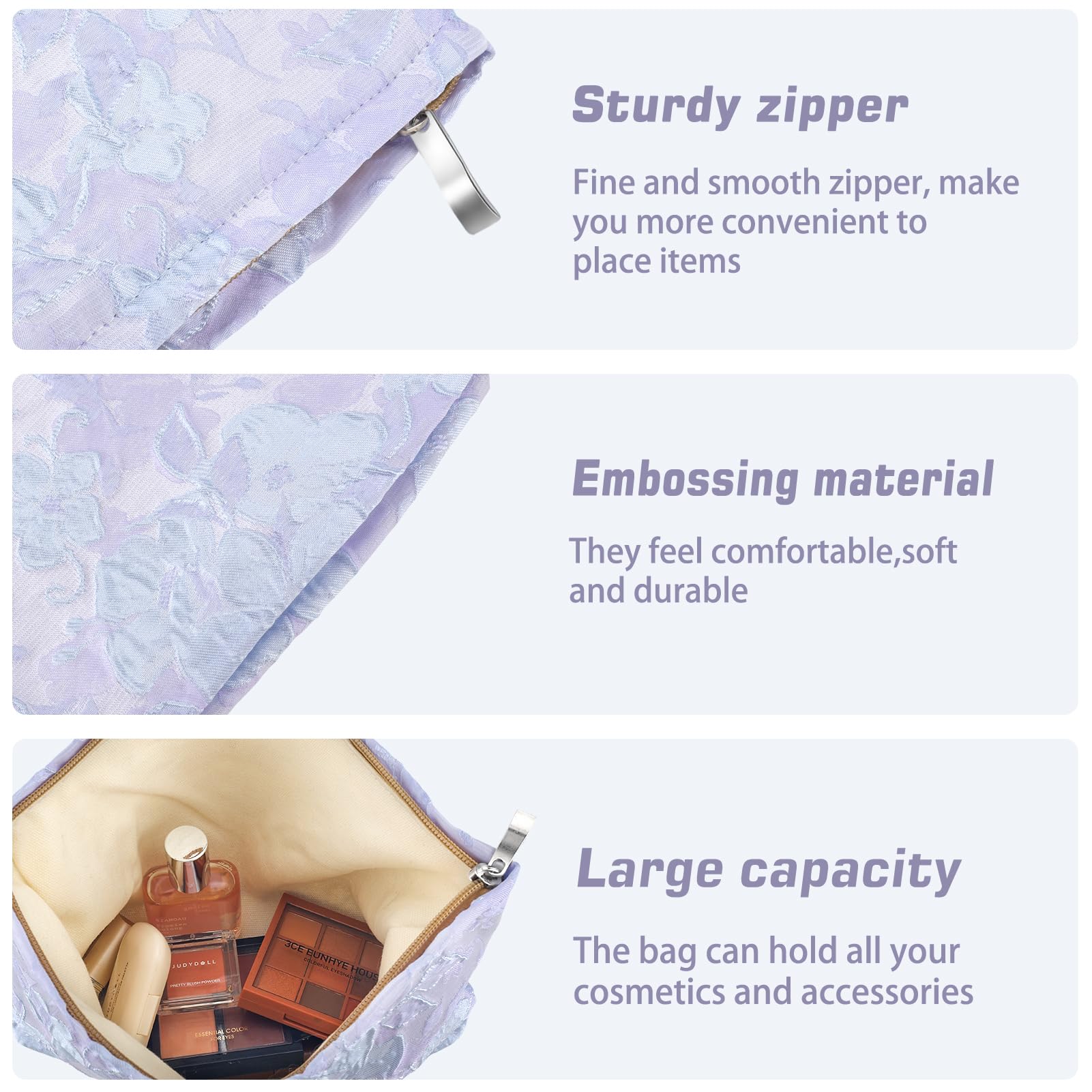 ZLFSRQ Flower Makeup Bag for Women Girls Teens Travel Cute Floral Cosmetic Bags Large Zipper Cosmetic Pouch Purse Portable