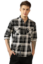 Dennis Lingo MenS | Black | Checks/Flannel | Regular Collar | Full Sleeve | Relaxed | Casual Shirt