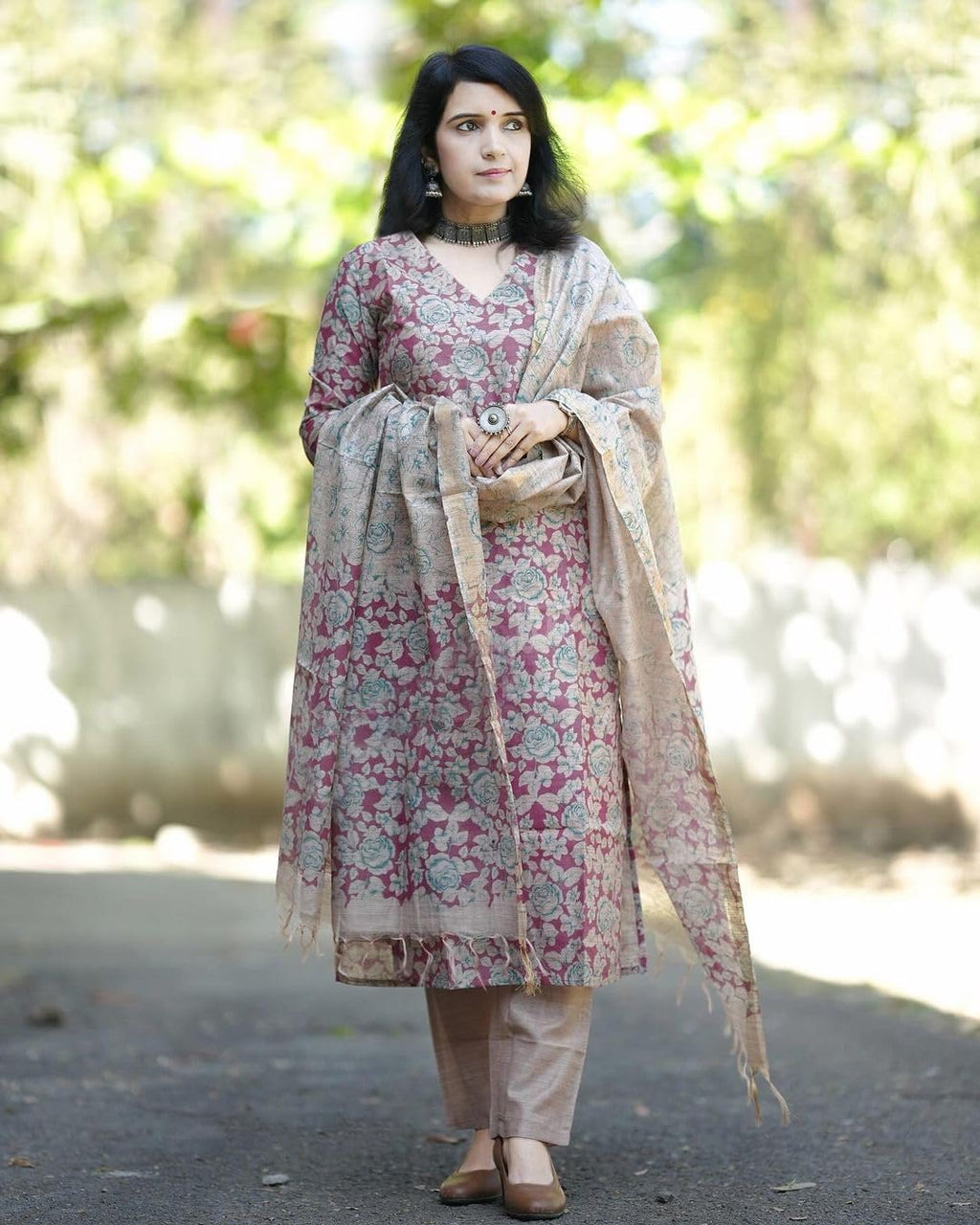 GoSriKi Womens Kurta with Pant & Dupatta Pink