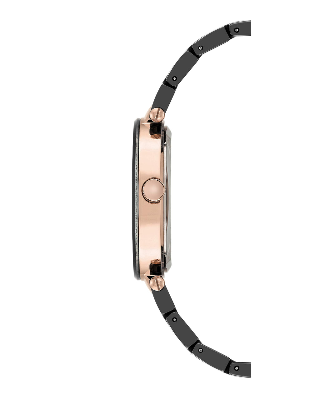 Anne Klein Women's AK/1018RGBK Diamond Dial Rose Gold-Tone Black Ceramic Bracelet Watch