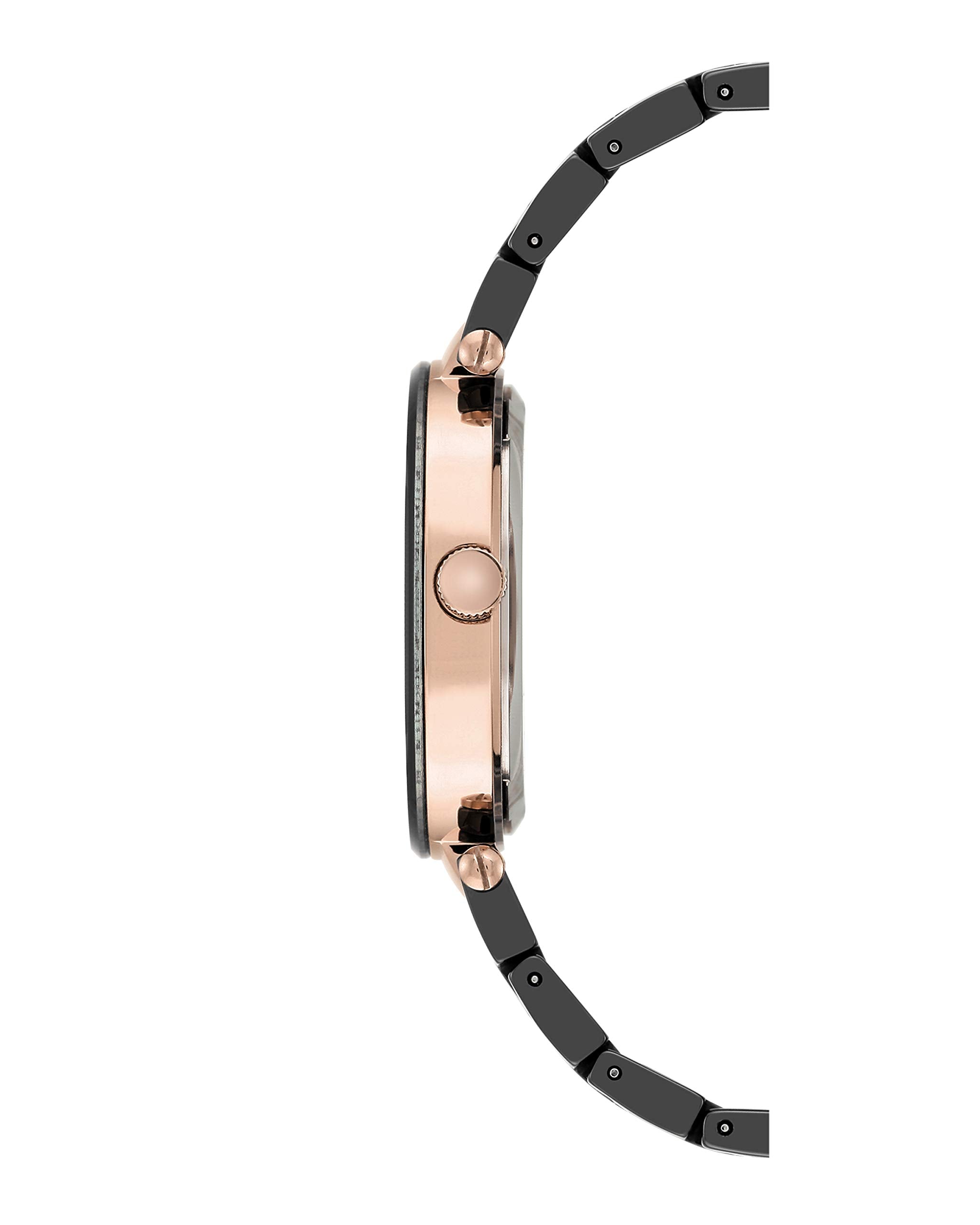 Anne Klein Women's AK/1018RGBK Diamond Dial Rose Gold-Tone Black Ceramic Bracelet Watch