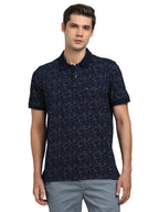 Turtle Men Knitted Slim Fit Blue Polo T-Shirt