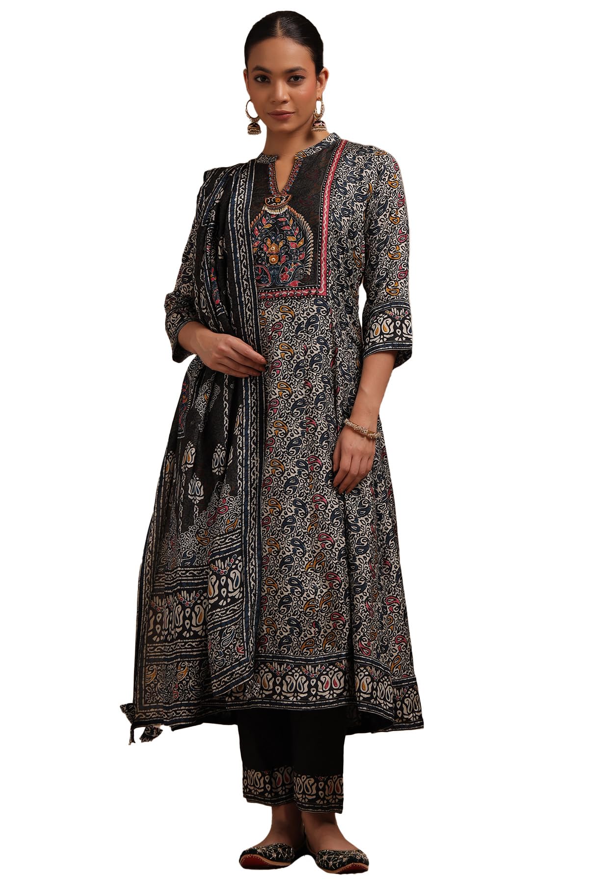 Soch Women Dola Silk Kalamkari Suit Set with Beads