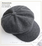 Sumolux Women Beret Newsboy Hat French Wool Cap Classic Autumn Spring Winter Hats Gray