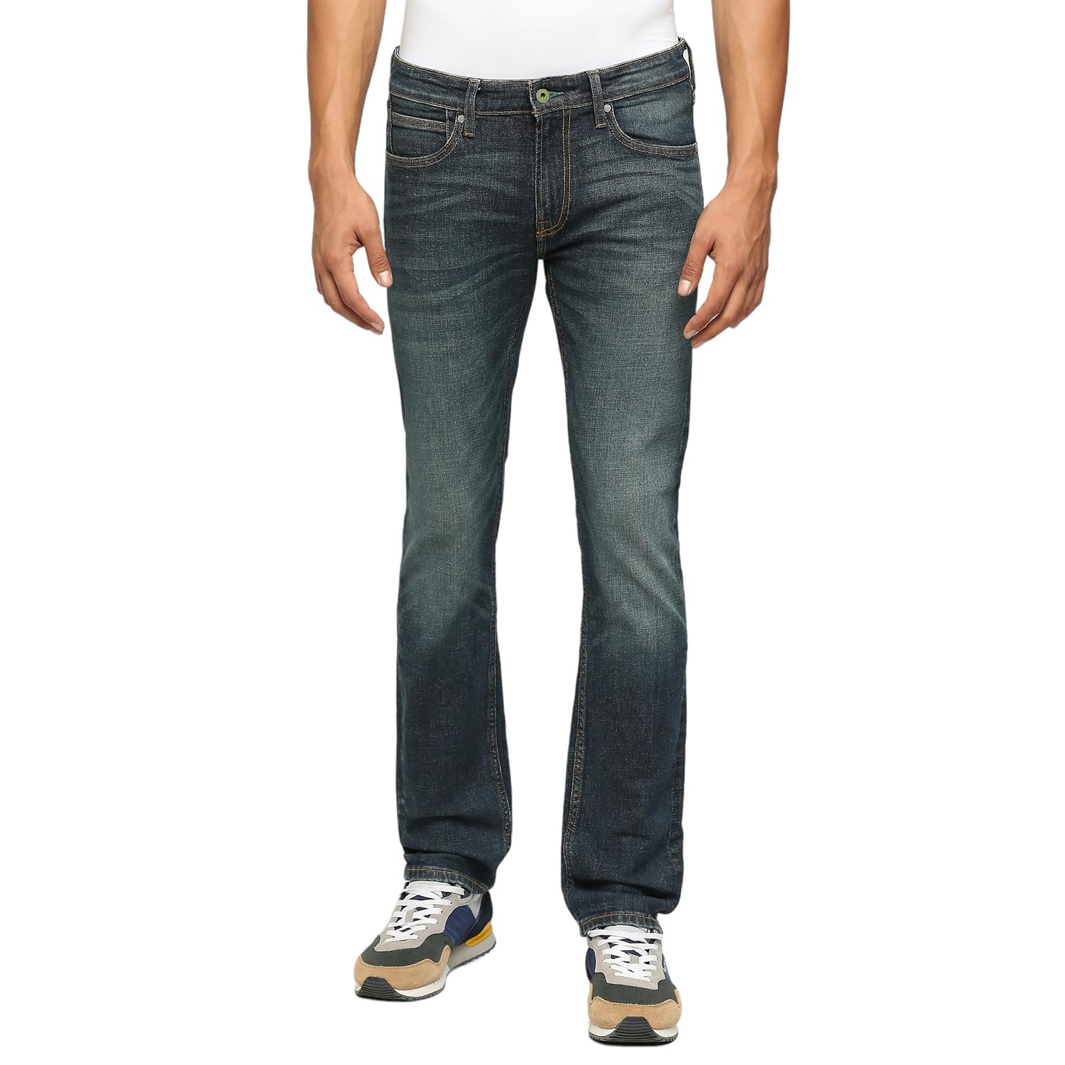 Pepe Jeans MenS Slim Jeans (Pm207556S643_Green Used_Dark Indigo Blue