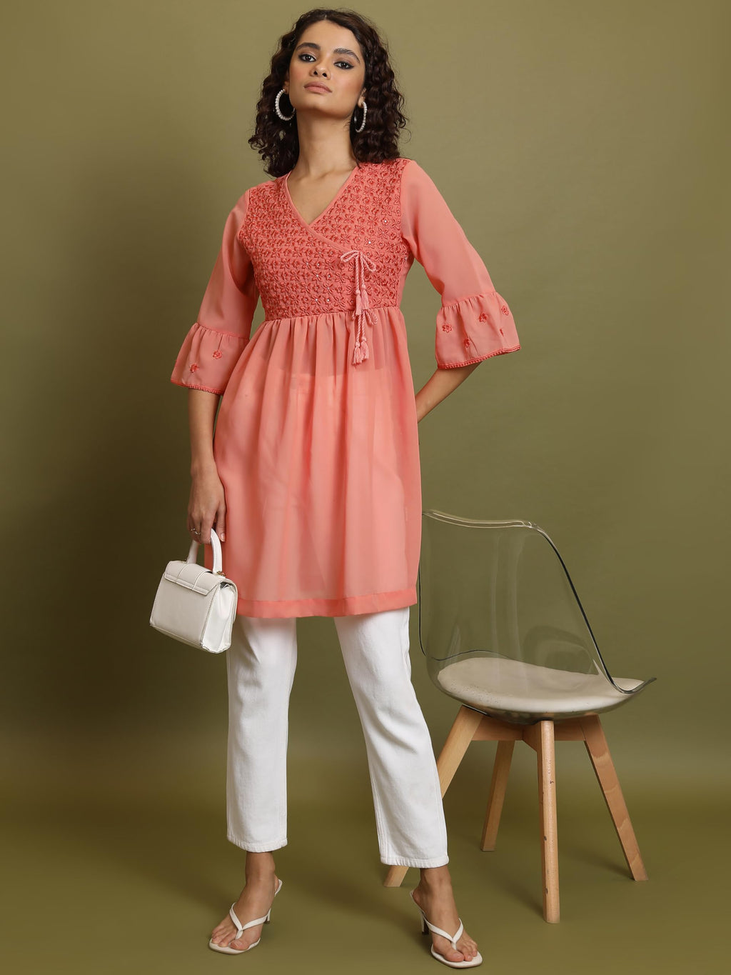 Ketch Women 3/4 Sleeve Regular Fit Tunic KHTN000014 Orange L