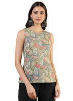 Pinkmint Womens Printed Sleeveless Top for Women & Girls | Pure Cambric Cotton Fabric | Regular Fit | Soft, Breathable| Ideal fo