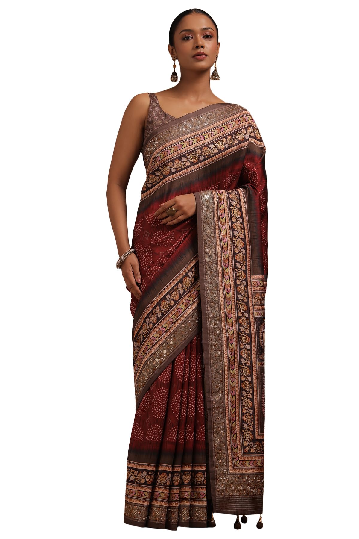 Soch Women Dola Silk Kalamkari Saree with Work