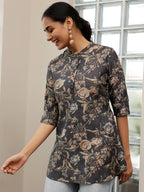 Libas WomenS Silk Blend Printed Straight Kurtis (58162O_Grey
