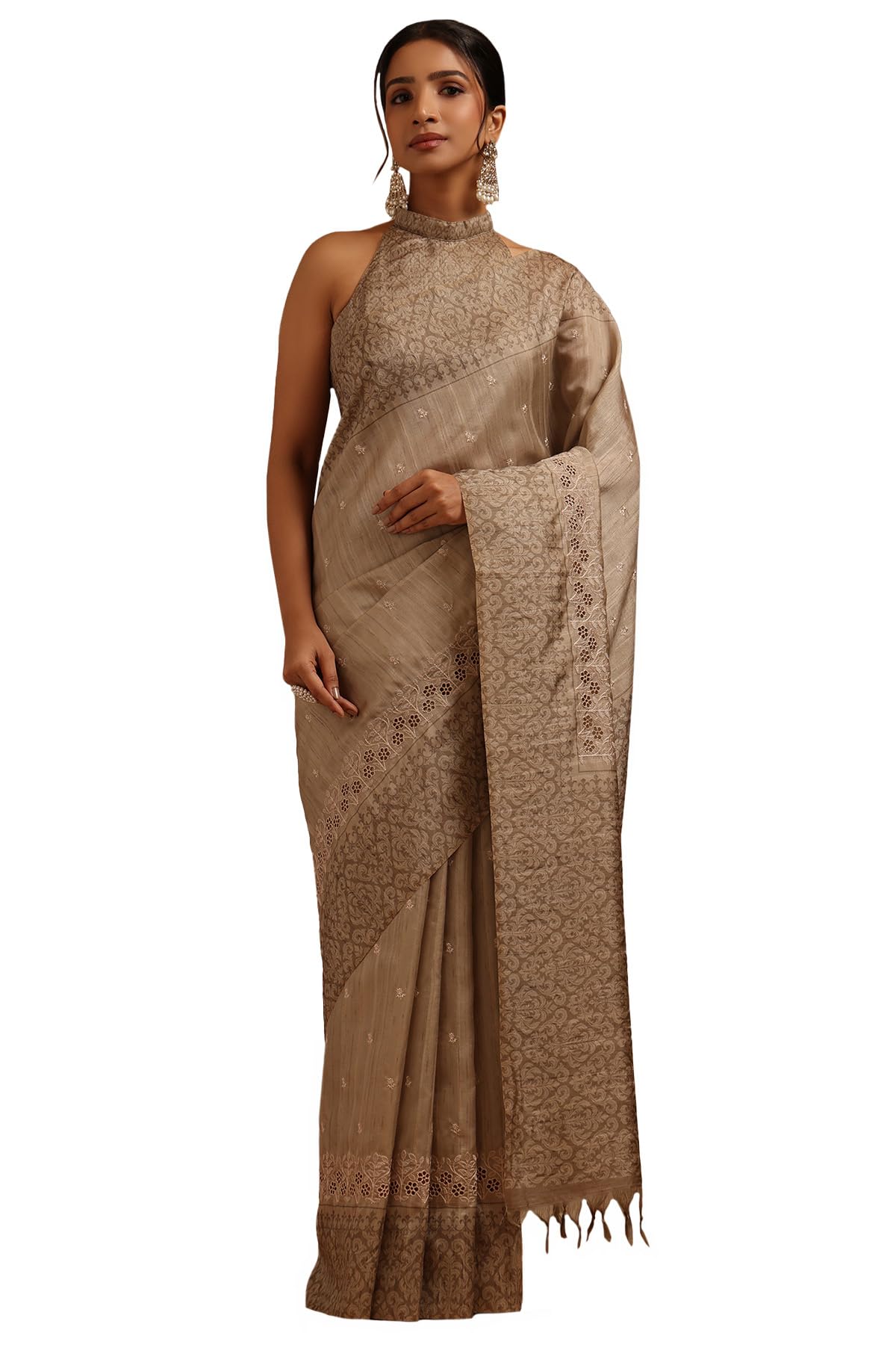 Soch Women Tussar Embroidered Saree