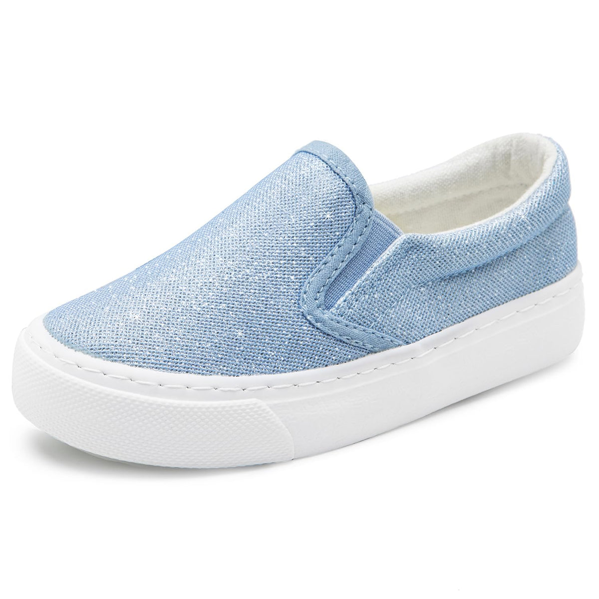 Toandon Toddler Girls Kids Sparkle Slip On Sneakers Loafers Age 210, Glitter Blue, 11 Little Kid 11