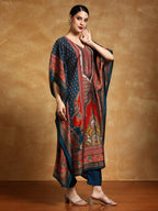Varanga Women-Zari & Sequin Detailed Ethnic Printed Flared Kaftan With Trouser