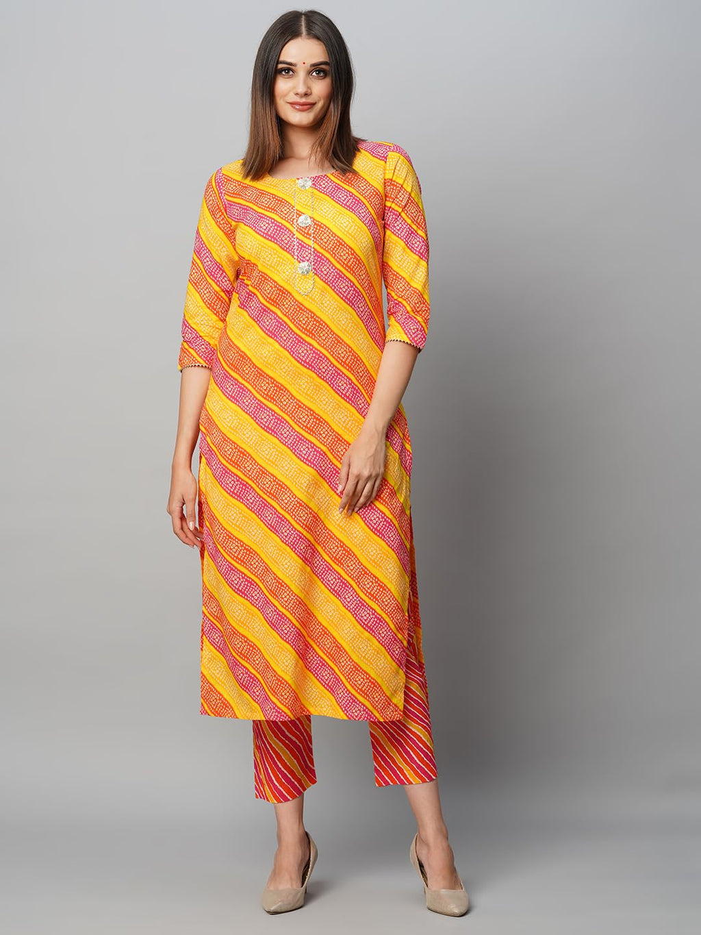 ANNI DESIGNER Ladies Cotton Blend Kurta with Trousers, red, L