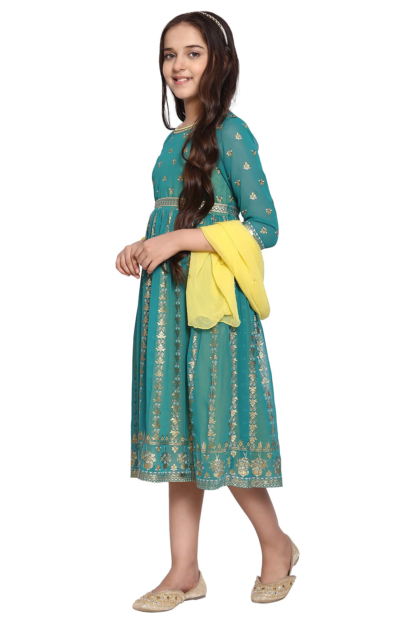 Aurelia Women'S Polyester Dress & Dupatta