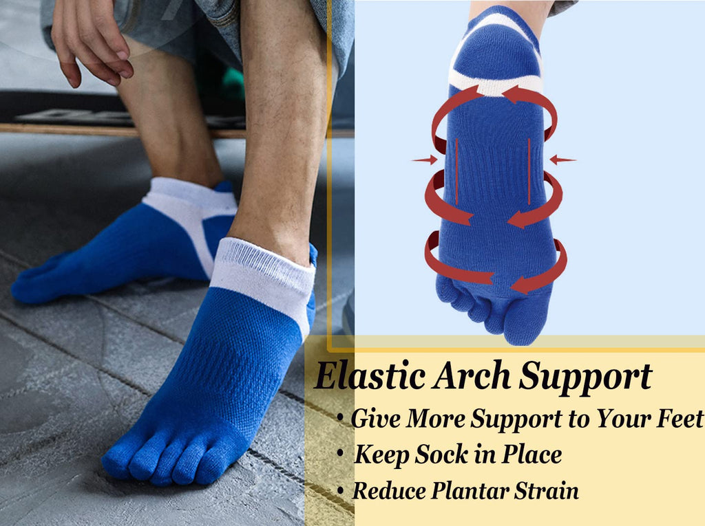 Men Toe Socks No Show Cotton Low Cut Athletic Running 5 Finger Wicking 9 Pack