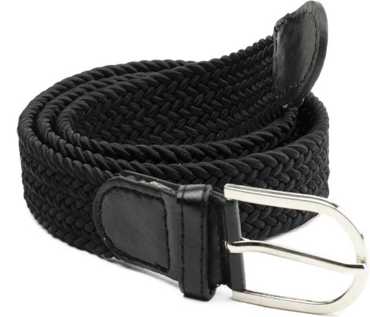 Pinkit Stylish Stretchable Braided Belt For Women/Ladies/Girls (Fits Waist Size 24 To 30)  Black Colour (Pack Of 1) 24-30