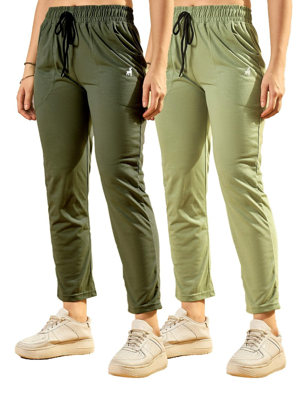 Modeve  Women Cotton Blend Pack of 2 Track Pant for Summer || Women Lower || Women Pyjama || Lounge Pants_Pista and Olive_X-Larg