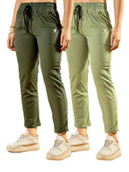 Modeve  Women Cotton Blend Pack of 2 Track Pant for Summer || Women Lower || Women Pyjama || Lounge Pants_Pista and Olive_X-Larg