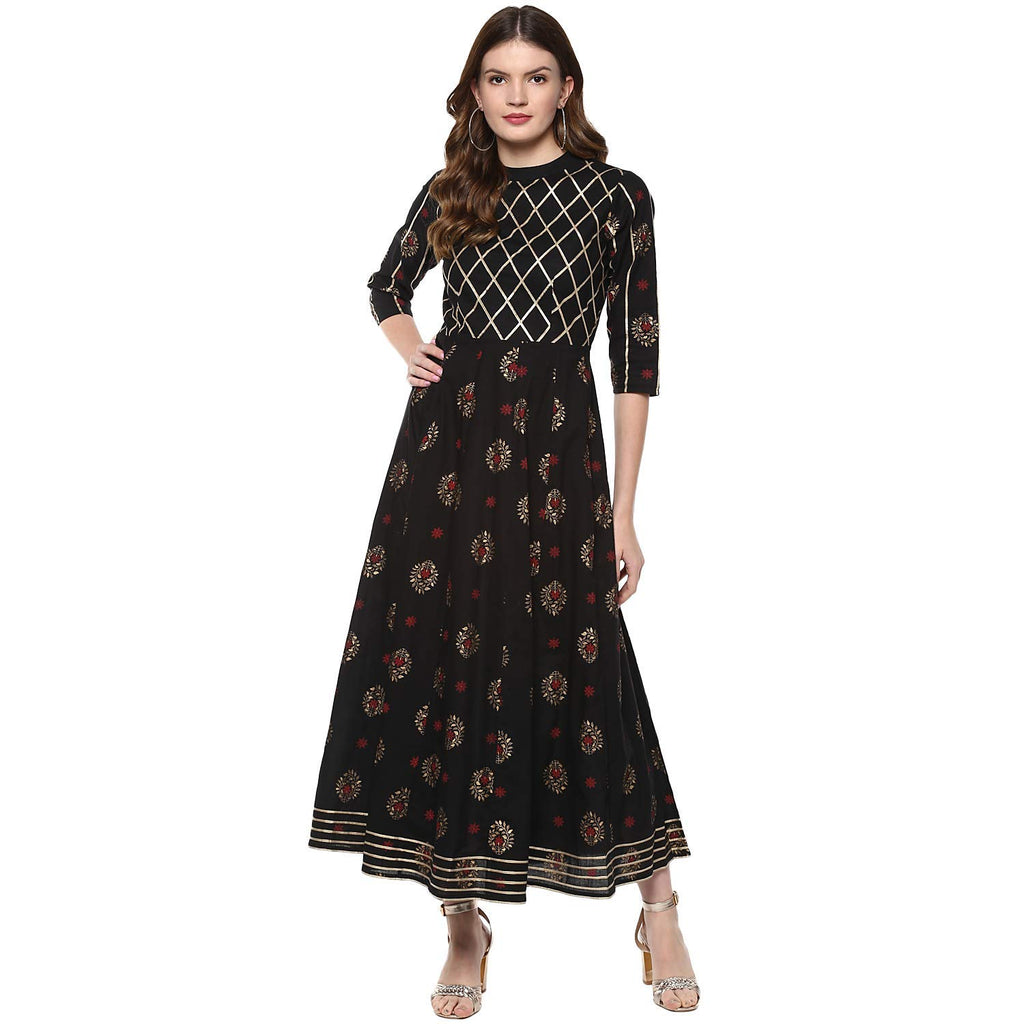 Idalia Gold Print Anarkali Kurta For Women
