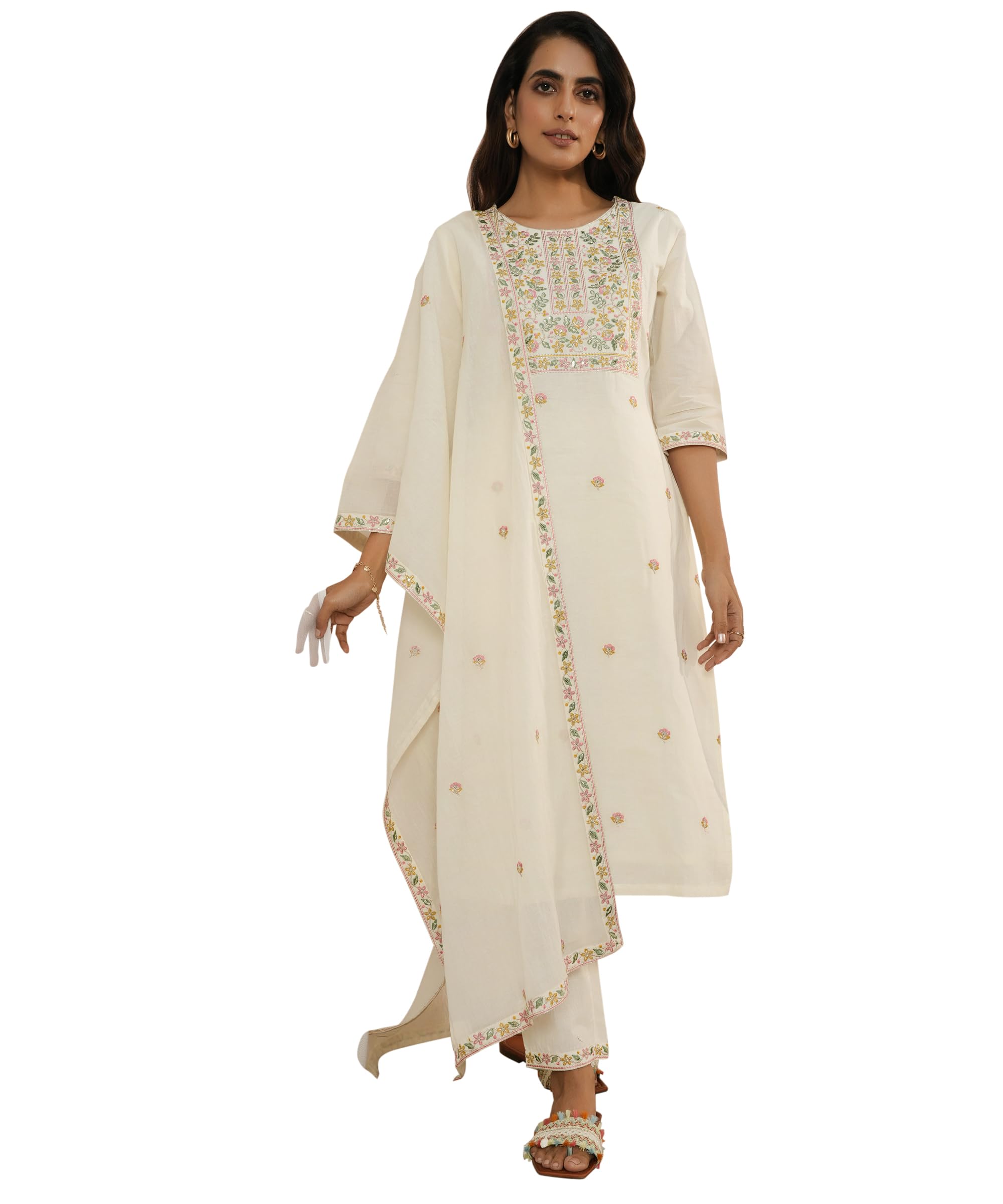 Libas WomenS Pure Cotton Kurta Sets (35219_Off White