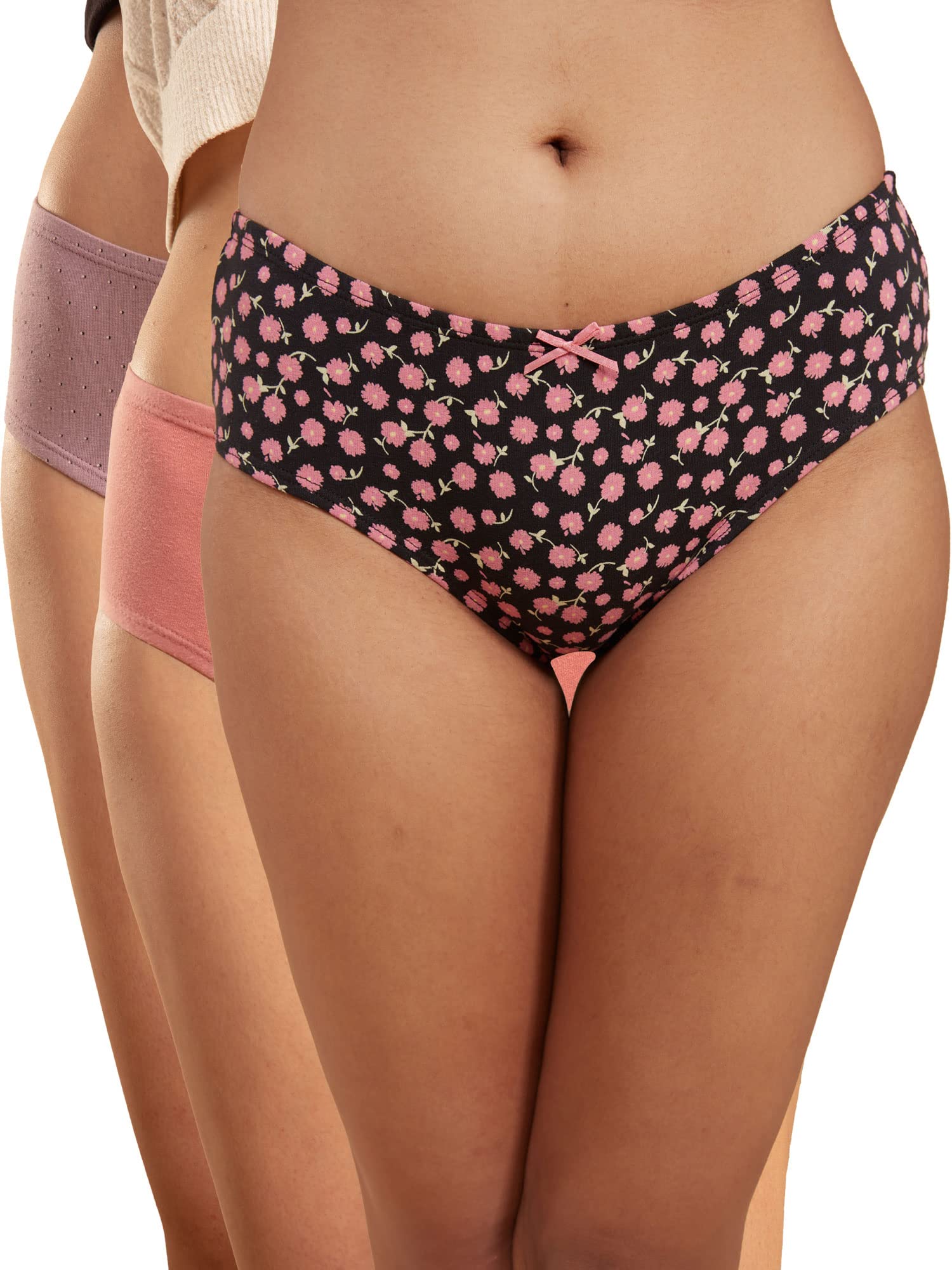 Nykd (Nyp100 Assorted Breathable Cotton Hipster Panty Set For Women | Mid Rise, Medium Coverage With Anti Bacterial & Anti Odour