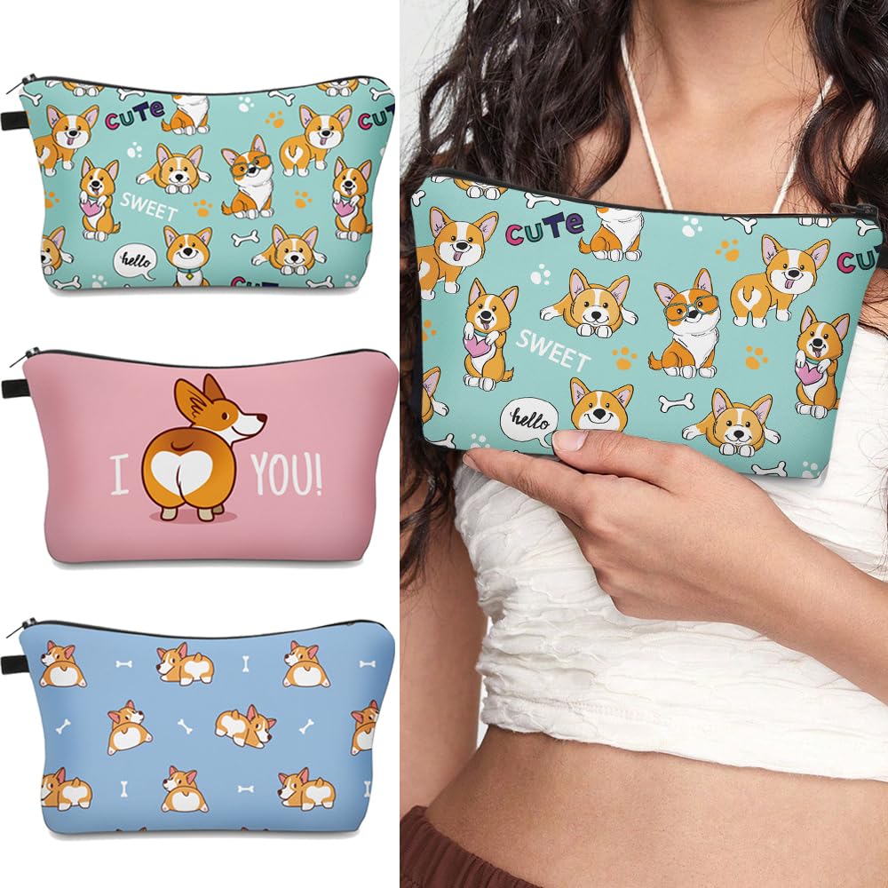 Deanfun Makeup Bag, 3pcs/set Super Funny 3D Printing Women Cosmetic Bag Multifunction Pencil Holder