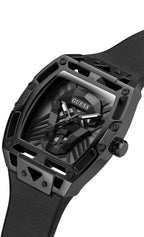 GUESS Men's 44 mm Watch - Black Strap Black Dial Black Case