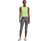 Under Armour Womens HeatGear Armour High Waisted Pocketed No-Slip Capri, Charcoal Light Heather (019)/White, X-Large Tall