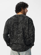 The Souled Store Batman: Vengeance Men and Boys Round Neck Grey All Over Printed Cotton Oversized Full Sleeve T-Shirts