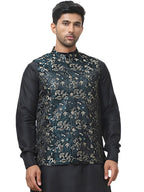 Jompers Mens Embossed Silk Blend Nehru Jacket