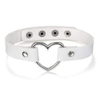 OIDEA White Adjustable Leather Heart Charm Choker Necklace for Women Party Cosplay Halloween Decorations