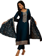 Libas Womens Silk Blend Kurta Sets (48168_Teal